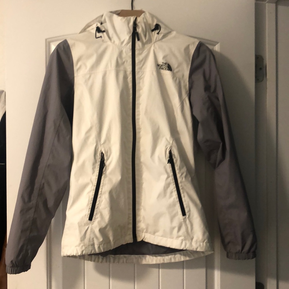 North Face Shell Rain Jacket, M, White/Grey
